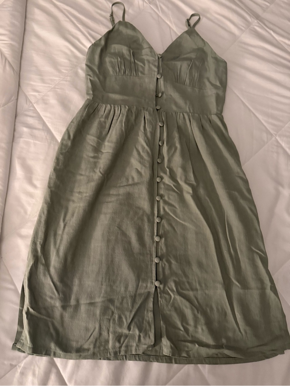 Forever 21 Olive Green Button-Front Midi Dress